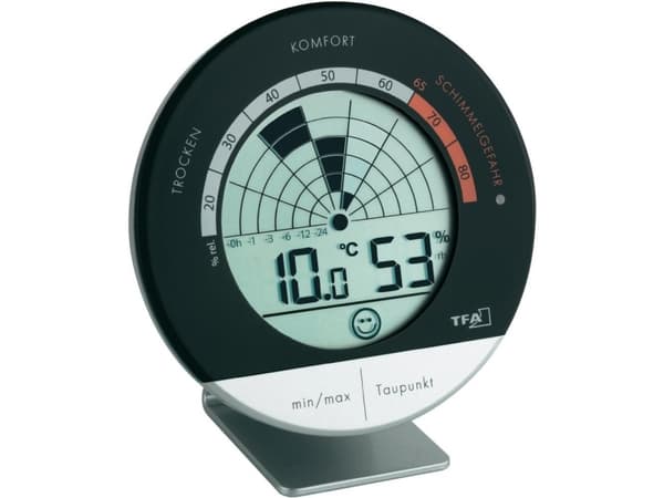 TFA Radar - Värmehygrometer - digital - svart, silver