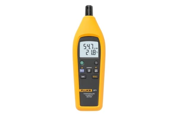 Fluke 971, Temperatur- og fuktighetsmåler, -20 - 60 °C, 0,5 °C, 5 - 95%, 2,5%, Sort, Gult
