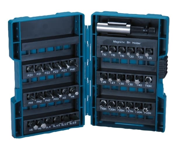 Makita - Spissett for skrutrekker - 37 deler - torx, phillips, pozidriv, hex, slot, inngrepssikret torx - lengde: 25 mm