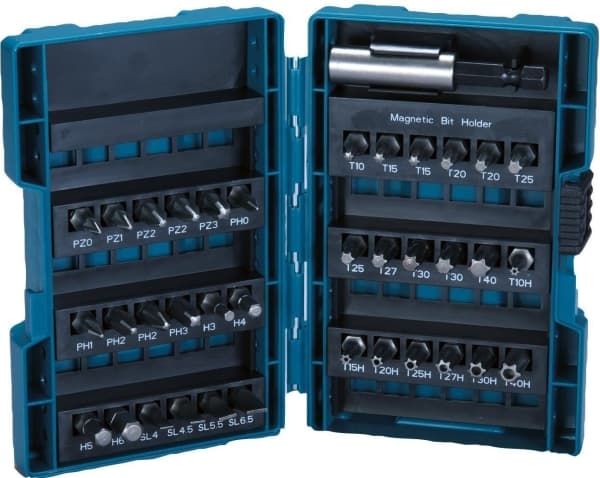 Makita - Spissett for skrutrekker - 37 deler - torx, phillips, pozidriv, hex, slot, inngrepssikret torx - lengde: 25 mm