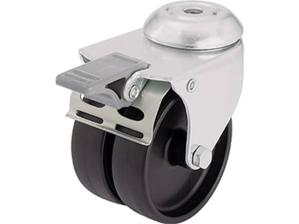 Kaksoisrullat takareiällä ja stop-fix-jarrulla Blickle LMDA-POA 75G-FI
