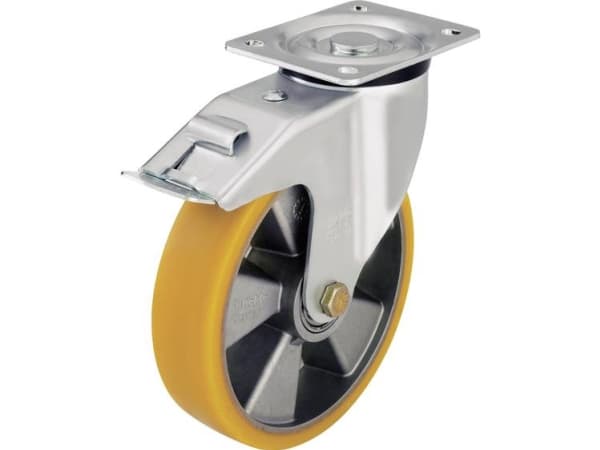 Blickle 605741 LK-ALTH 125K-1-FI Styrehjul med bremse Hjuldiameter: 125 mm Bæreevne (maks.): 350 kg 1 stk