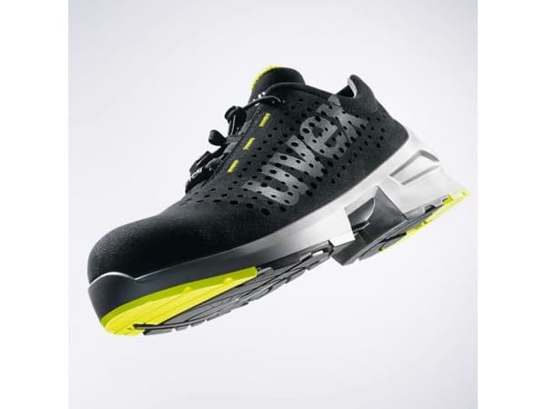 Uvex 85438, Unisex, Voksen, Vernesko, Sort, Limefarget, ESD, S1, SRC, Hurtigsnører