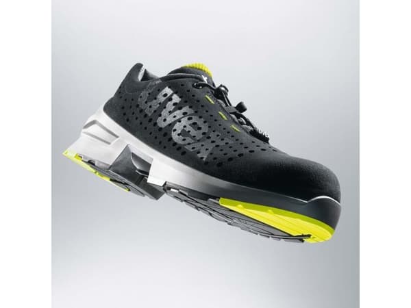 Uvex 85438, Unisex, Voksen, Vernesko, Sort, Limefarget, ESD, S1, SRC, Hurtigsnører