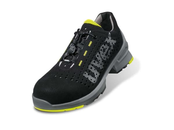 Uvex 85438, Unisex, Voksen, Vernesko, Sort, Limefarget, ESD, S1, SRC, Hurtigsnører