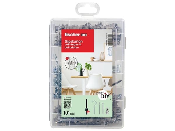 Fischer 513892 mester-boks med gk rawlplug, skruer, vinkel- og rundhager 101 dele