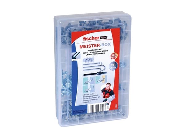Fischer 513892 mester-boks med gk rawlplug, skruer, vinkel- og rundhager 101 dele