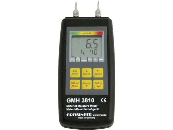 Greisinger GMH 3810 Materialefugtighedsmåler; Måleområde bygningsfugt (område) 4 til 100 % vol Måleområde træ fugt (område) 4 til 100 % vol Temperatu