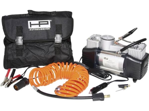 HP Autozubehör 21262 Kompressor 2 Zylinder Hochleistungs-Kompressor 7 bar 2 cylindre , Analog trykmåler, Opbevaringskasse/-taske