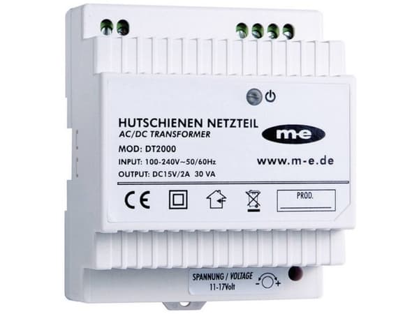M-E MODERN-ELECTRONICS DIN-skinne strømforsyning DC 15 V/2 A (40778)
