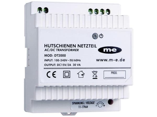 M-E MODERN-ELECTRONICS DIN-skinne strømforsyning DC 15 V/2 A (40778)