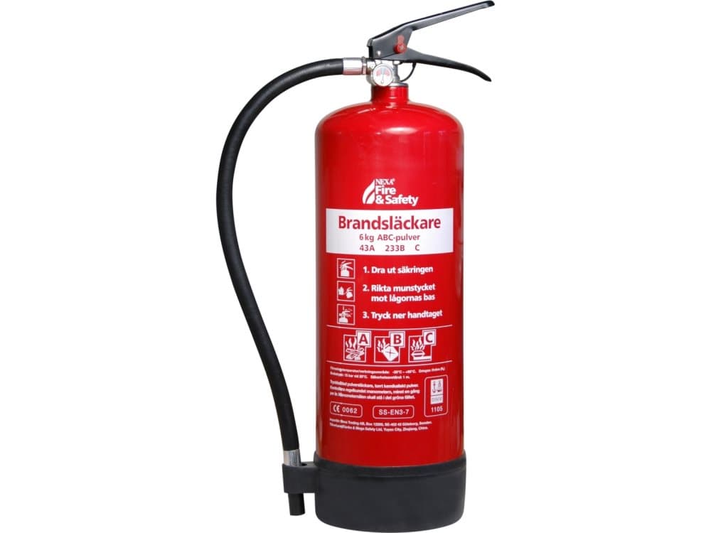 Nexa brandslukker, RÖD 6kg ABC-pulver, väggfäste