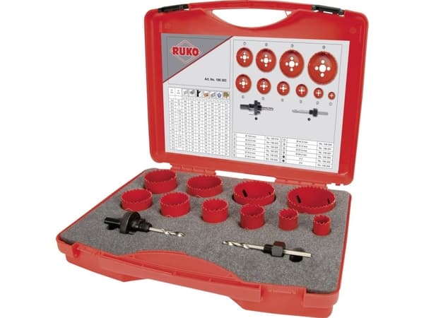 RUKO 106303 Stiksavs-sæt 12 dele 19 mm, 22 mm, 25 mm, 29 mm, 35 mm, 38 mm, 44 mm, 51 mm, 57 mm, 64 mm 1 Set