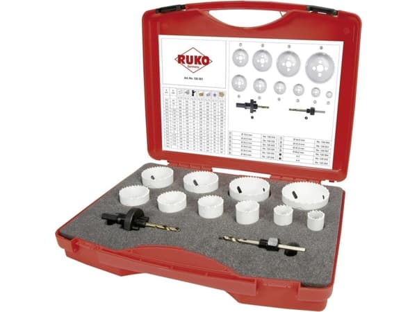 RUKO 126303 Stiksavs-sæt 12 dele 19 mm, 22 mm, 25 mm, 29 mm, 35 mm, 38 mm, 44 mm, 51 mm, 57 mm, 64 mm Cobalt 1 Set