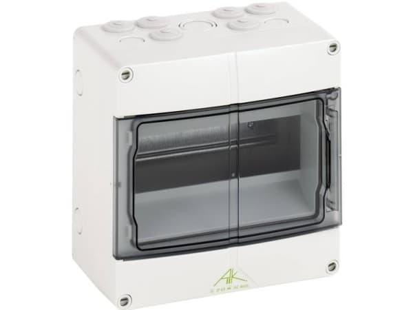 SPELSBERG Ryhmäkortti AK9 9 moduulia 1 riviKxKxS200x200x122 mmharmaaRAL7035, IP 65 saranoidulla kannella varustettuna