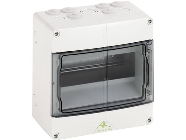 SPELSBERG Ryhmäkortti AK9 9 moduulia 1 riviKxKxS200x200x122 mmharmaaRAL7035, IP 65 saranoidulla kannella varustettuna