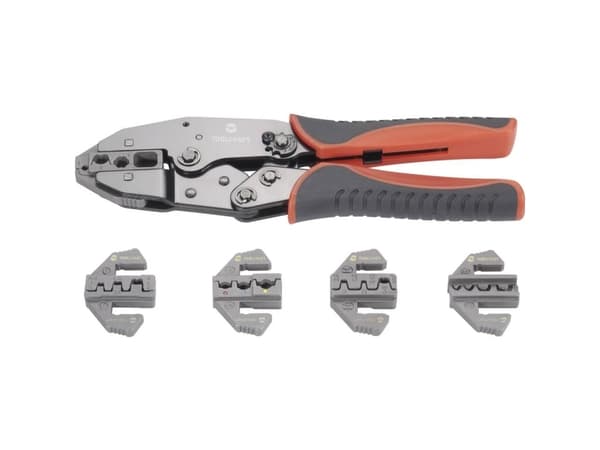 TOOLCRAFT PZ-506 430461 Crimptænger-sæt 6 dele Isolerede kabelsko;, Uisoleret, lukket kabelsko, Åben, uisolerede kabelsko, D-SUB-stik, Tændrørsstik