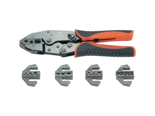 TOOLCRAFT PZ-506 430461 Crimptænger-sæt 6 dele Isolerede kabelsko;, Uisoleret, lukket kabelsko, Åben, uisolerede kabelsko, D-SUB-stik, Tændrørsstik