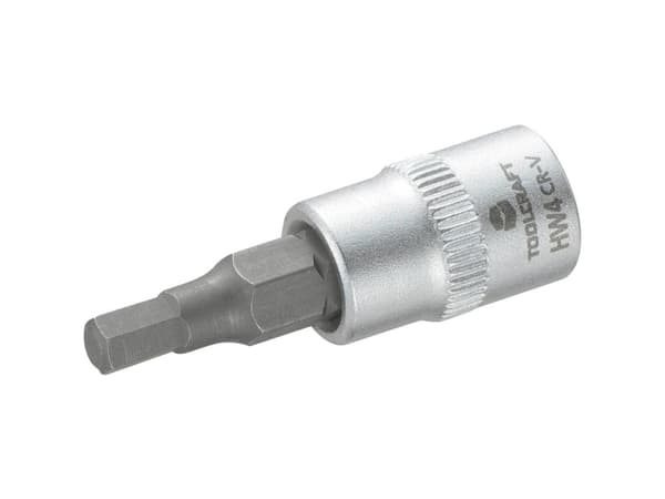 Toolcraft 816069, Stikkontakt, 1/4", Metrisk, 1 hoder, 4 mm, Kromvanadiumstål, Stål