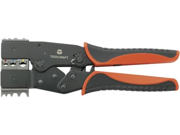 TOOLCRAFT 2-i-1 818644 Krympetang Isolerede fladstik, Kabelsko, Stødsamling