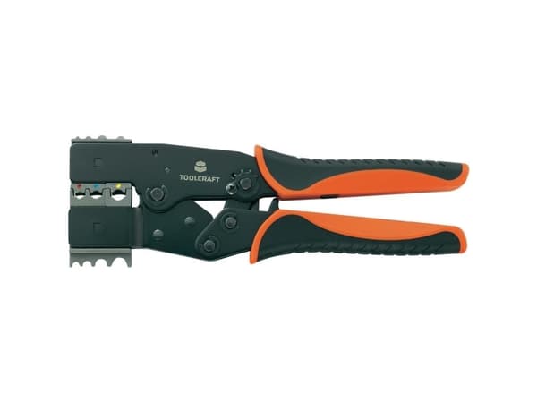 TOOLCRAFT 2-i-1 818644 Krympetang Isolerede fladstik, Kabelsko, Stødsamling