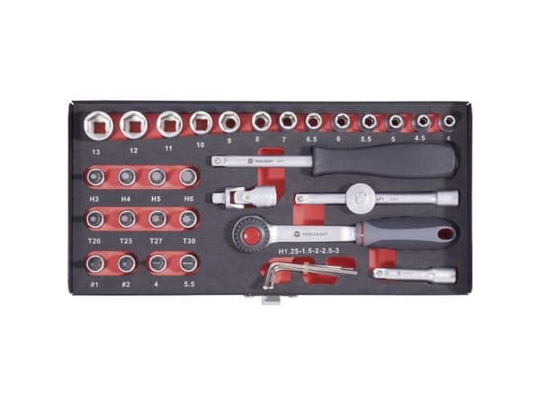 TOOLCRAFT Yläavainsarja Metrinen 1/4 (6,3 mm) 36 kpl 826363