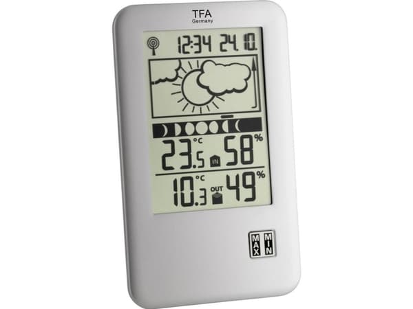 TFA Dostmann Neo Plus 35.1109 Trådløs vejrstation Prognose for 12 til 24 timer Antal sensorer maks. 1