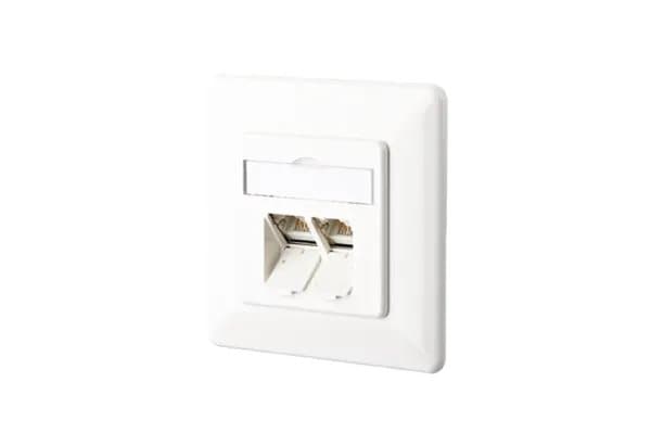 BTR E-DAT C6A UP - Uttag för nedsänkt montering - CAT 6 - RJ-45 X 2 - kritvit, RAL 9010 Vit