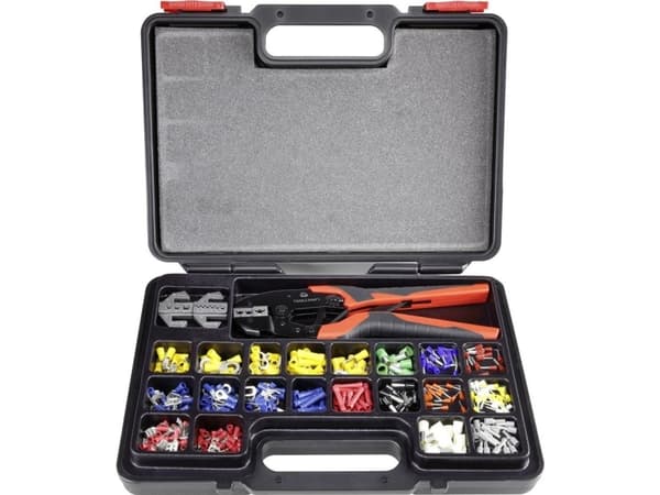 TOOLCRAFT PZ-507 1365635 Crimptænger-sæt 439 dele Kabelsko, Fladstik, Fladstikmuffer, Stødsamling, Kabelsko 0.5 til 16 mm²