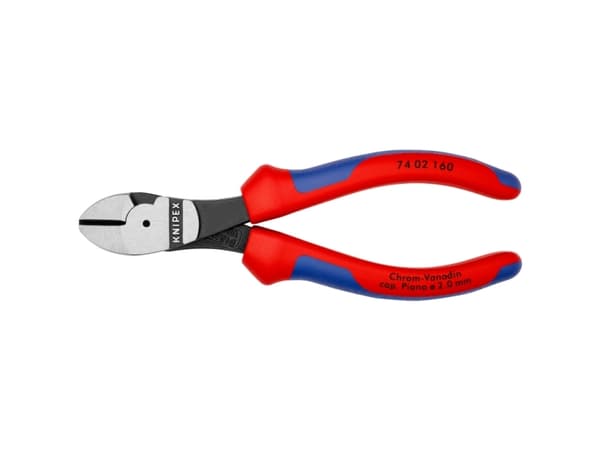 Knipex 74 02 160, Avbitartång, 2 mm, Stål, Plast, Blå, Röd, 57 mm