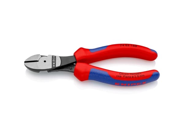 Knipex 74 02 160, Avbitartång, 2 mm, Stål, Plast, Blå, Röd, 57 mm