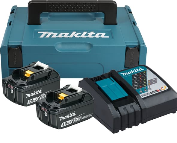 Makita DC18RC - Akkulaturi + akku 2 x - Li-Ion - 3 Ah - 54 Wh - 1 x akkujen laturi