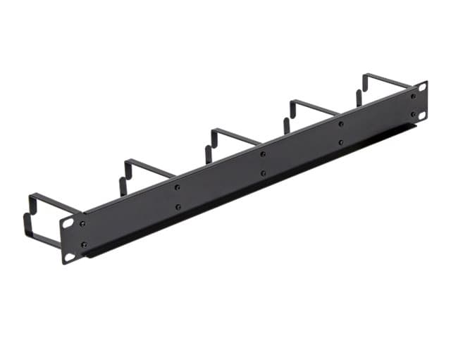 Delock - Panel för kabelhantering - gagatsvart, RAL 9005 - 1U - 19"