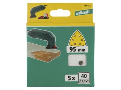 wolfcraft GmbH 4006885116306, Sandpapper, Målning, Trä, Silver, 9,5 cm, 5 styck, Låda