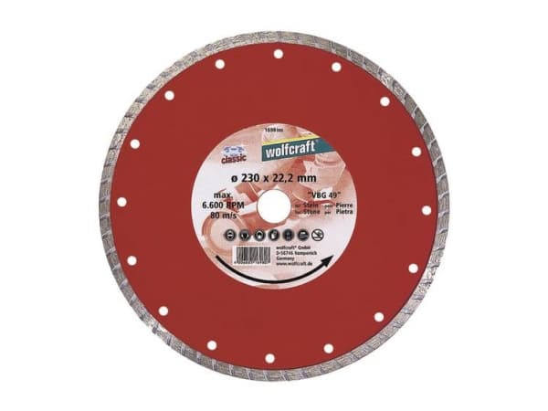 wolfcraft GmbH 4006885169807, Diamantskiva med turbokant, Tegel, Sten, Kakel, 2,22 cm, 23 cm, 7 mm, 1 styck