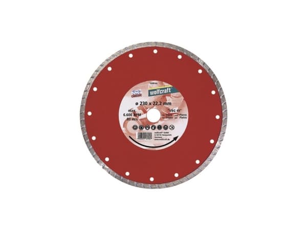 wolfcraft GmbH 4006885169807, Diamantskiva med turbokant, Tegel, Sten, Kakel, 2,22 cm, 23 cm, 7 mm, 1 styck