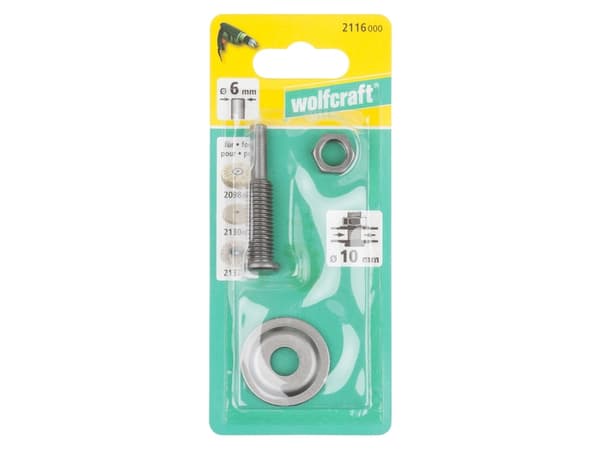 wolfcraft GmbH 2116000, Skaft-hållare, for sanding and polishing discs without shank, 1 styck, 1 cm, 6 mm