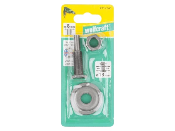 wolfcraft GmbH 2117000, Skaft-hållare, for sanding and polishing discs without shank, 1 styck, 1,3 cm, 8 mm
