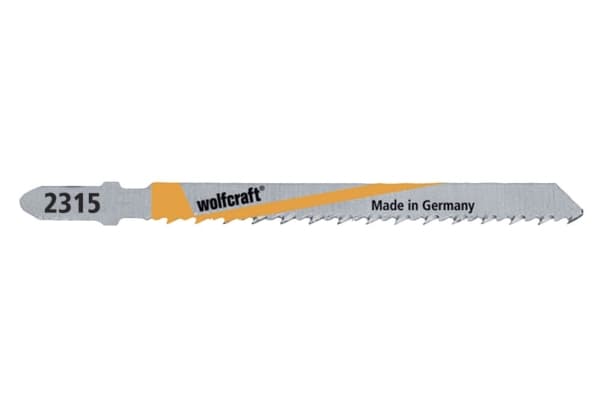 wolfcraft GmbH 2315000, Jigsaw blade, Parkett, Plast, Plywood, Snabbstål (HSS), Rostfritt stål, Gul, 7,5 cm, 2,5 mm