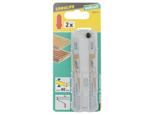 wolfcraft GmbH 2365000, Stikksagblad, Sponplate, Løvtre, Kjøkkenbenk, Plast, Høy-Hastighets Stål (HHS), 7,5 cm, 2,5 mm, 3 cm