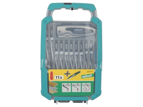 wolfcraft GmbH 2377000, Figursågblad, Spånskiva, Hårt träslag, Laminat, Mjuka träslag, Rostfri stålplåt (tunn), Stål med hög kolhalt (HCS), Snabbstål