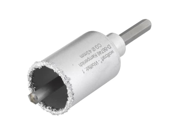 wolfcraft GmbH Wolfcraft 3894000 3894000-1 Sierra de Corona con Metal Duro con vástago Hexagonal y Broca, Profundidad de Corte 55 mm diam. 43 mm, Ace