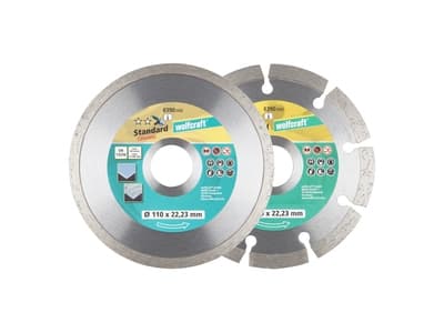 wolfcraft GmbH Diamond Cutting Disc Set, Muotoiltu timanttilaikan terä, Tiili, Keraaminen, Kivi, 2,22 cm, 11 cm, 2 kpl