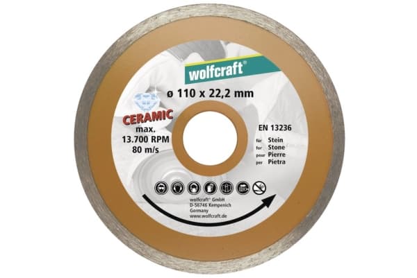 wolfcraft GmbH Diamond Cutting Disc Set, Diamantskiva med uppdelad kant, Tegel, Betong, Sten, 2,22 cm, 11 cm