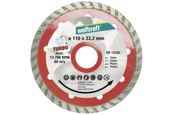 wolfcraft GmbH Diamond Cutting Disc Set, Diamantskiva med uppdelad kant, Tegel, Betong, Sten, 2,22 cm, 11 cm