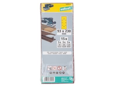 wolfcraft GmbH Sanding Sheet Set, Sandpapper, Metall, Plast, Trä, Ceramic fibre, Brun, Rektangulär, 1 mm