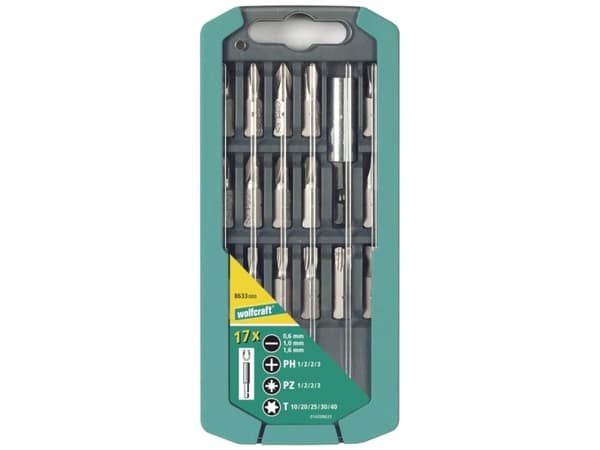 wolfcraft GmbH 4006885863309, 17 stykker, Philips, PlusMinus, Pozidriv, Torx, PH 1, PZ 1, 50 mm