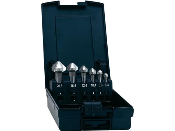 Exact 1605527 Keglesænker-sæt 6.3 mm, 8.3 mm, 10.4 mm, 12.4 mm, 16.5 mm, 20.5 mm HSS TiAIN Cylinderskaft 1 Set