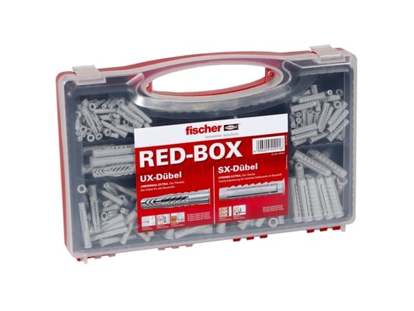 Fischer UX/SX, Kit med skruv och väggplugg, Betong, Plast, Grå, 290 styck, Låda