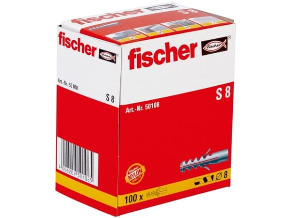 Fischer 50108, Väggplugg, Tegel, Betong, 40 mm, 8 mm, 5,5 cm, 4,5 mm